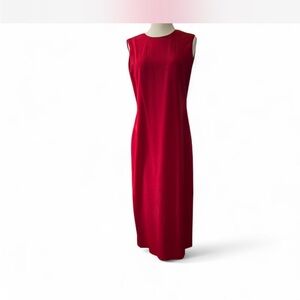 Jones Wear 1980s/1990s Red Wool Crepe Sheath Dress